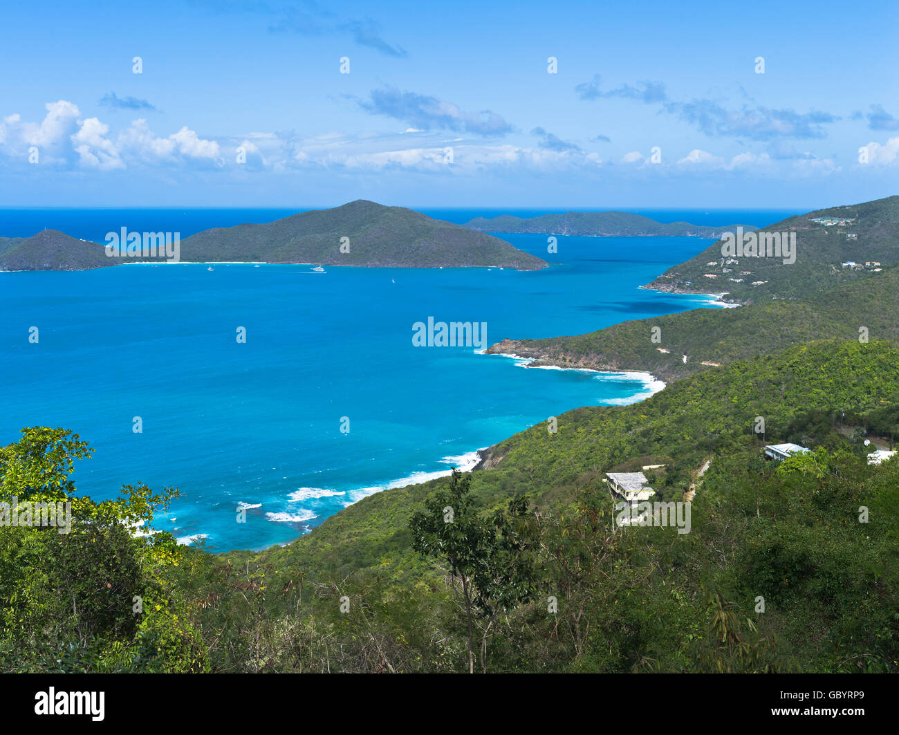 Dh Ridge Road TORTOLA CARAIBI vista della baia di Josiahs Tortola isola North Coast Foto Stock