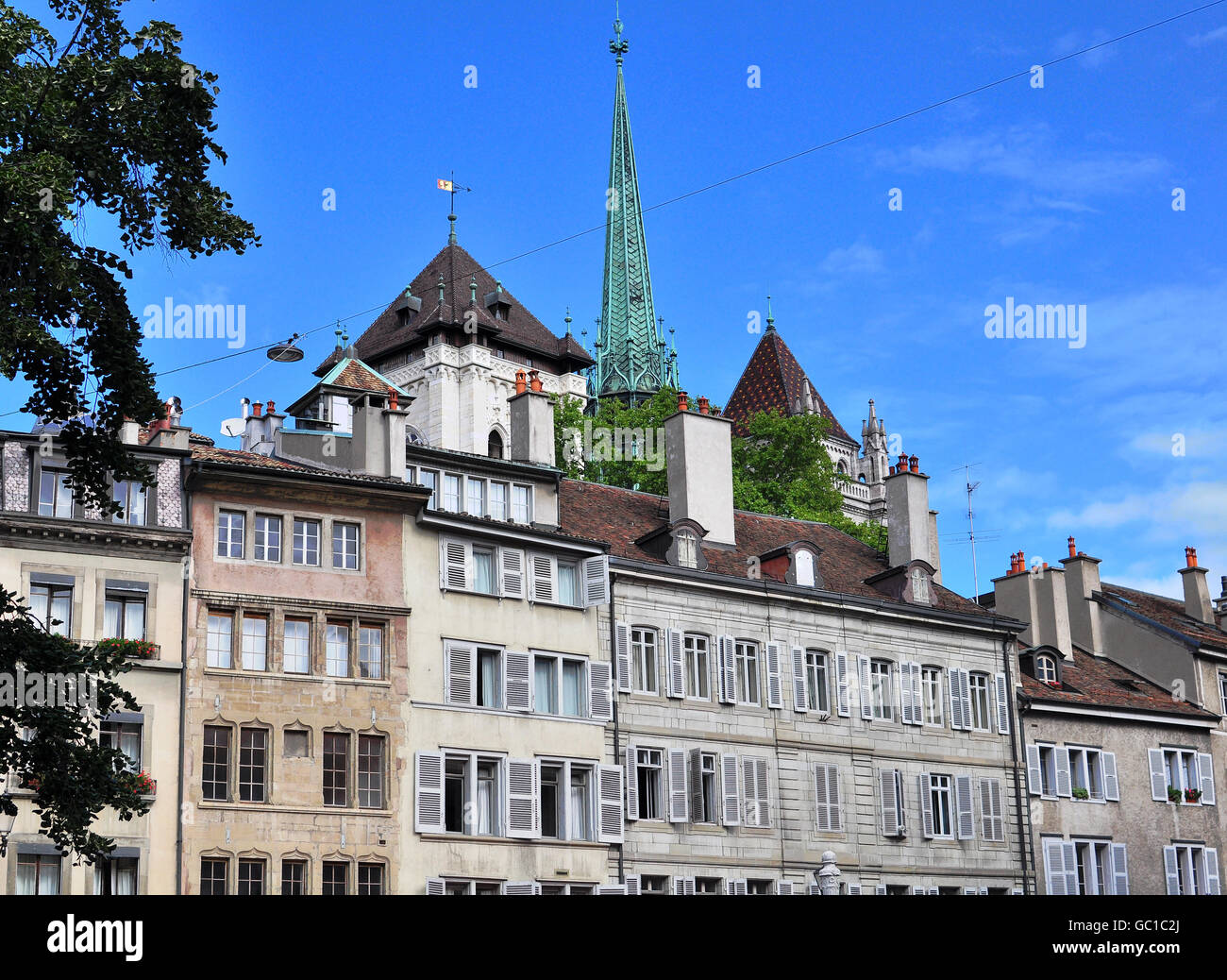 Case del centro di Ginevra, Svizzera Foto Stock