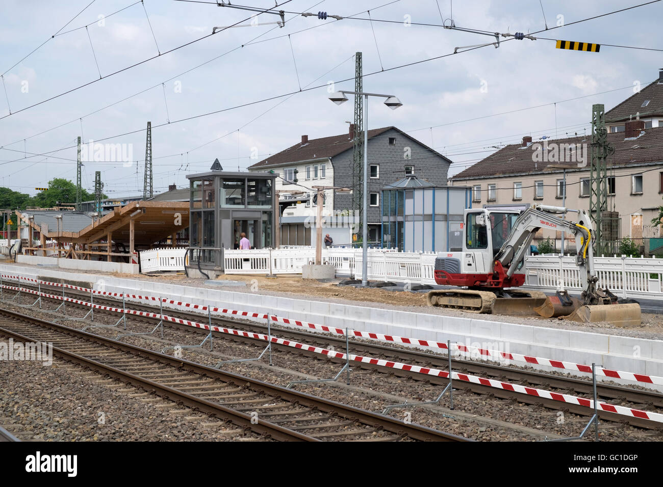 Lavoro di aggiornamento alla stazione ferroviaria, Solingen, Renania settentrionale-Vestfalia (Germania). Foto Stock