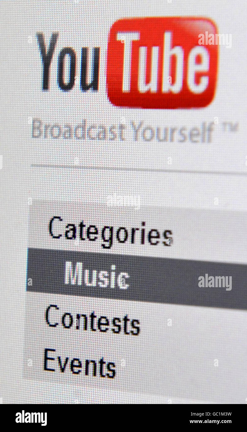 Il sito Web di YouTube. Foto Stock