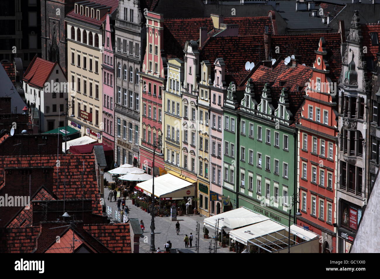 La Rynek vaganti Square nella città vecchia di Wroclaw in Polonia in Est Europa. Foto Stock