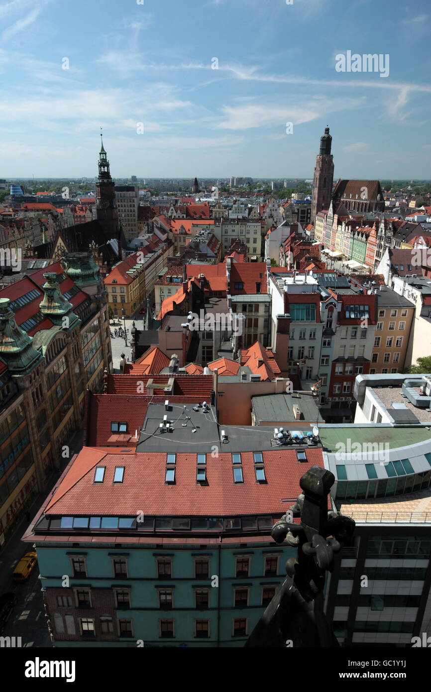 La Rynek vaganti Square nella città vecchia di Wroclaw in Polonia in Est Europa. Foto Stock