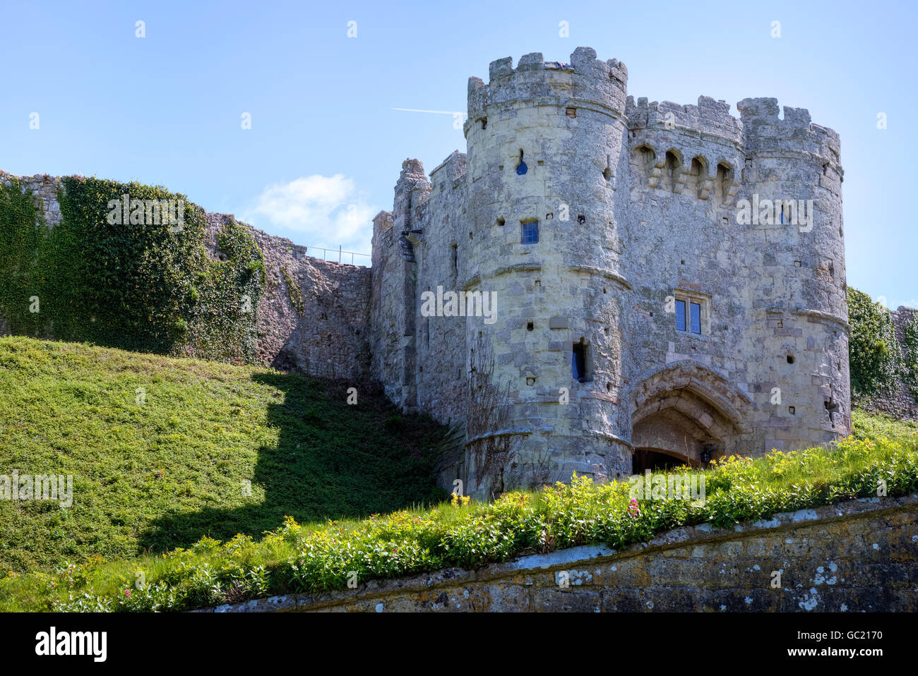 Il castello di Carisbrooke, Isle of Wight, England, Regno Unito Foto Stock