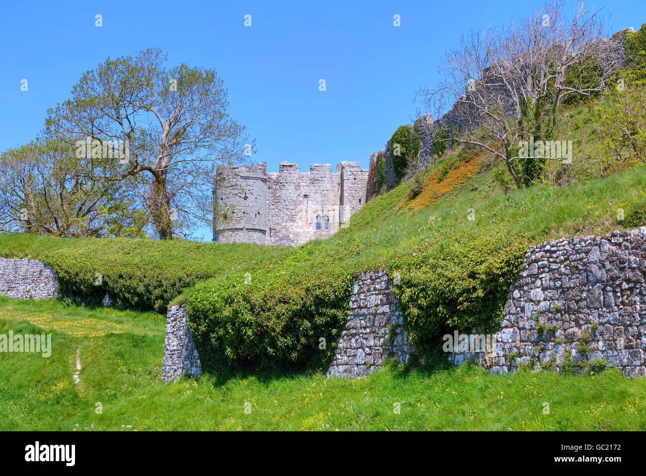 Il castello di Carisbrooke, Isle of Wight, England, Regno Unito Foto Stock