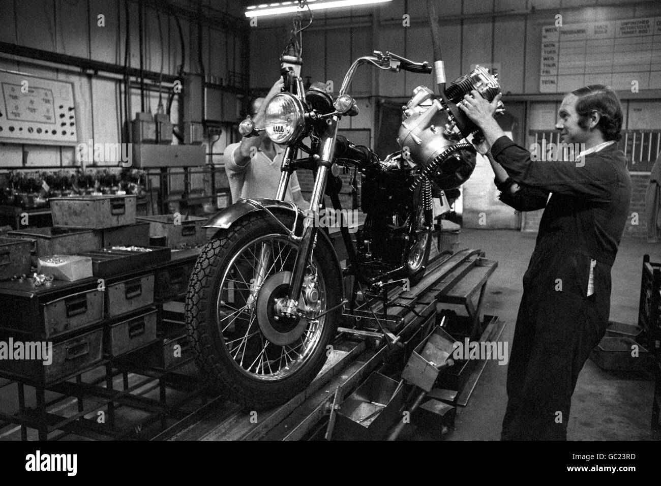 Industria - Produzione - motocicli - Norton Villiers Triumph - Meriden - 1975 Foto Stock