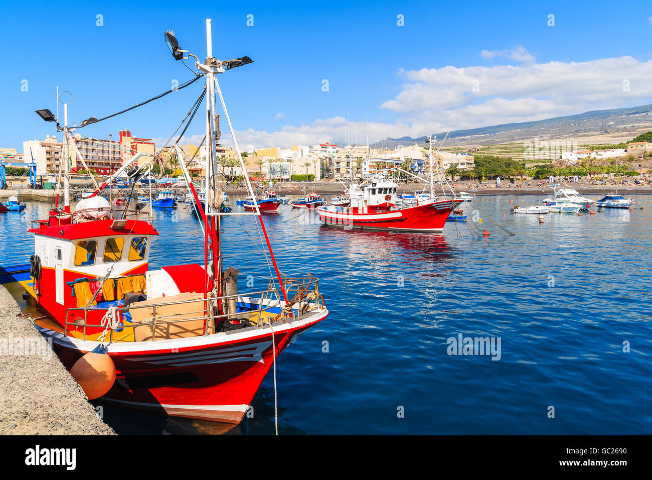 Tradizionali barche da pesca in San Juan porto, Tenerife, Isole Canarie, Spagna Foto Stock