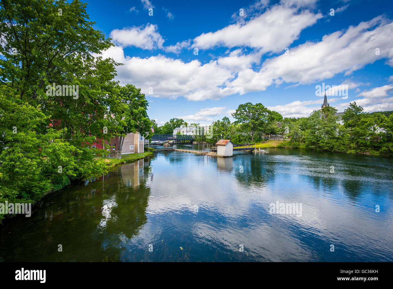 Il fiume Winnipesaukee, lakeport, Laconia, New Hampshire. Foto Stock