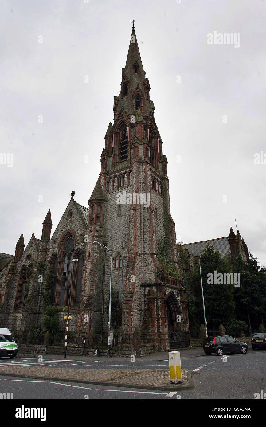 Carlisle Memorial Methodist Church, a Belfast. Una chiesa di 130 anni nel centro di Belfast è stata aggiunta a un elenco mondiale di monumenti a rischio. Foto Stock