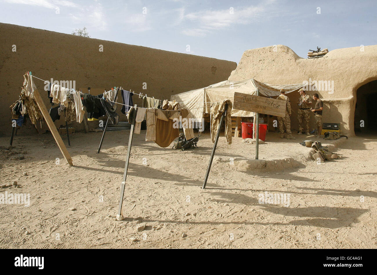 Truppe in Afghanistan. Pattuglia base 4 in Babaji, Afghanistan. Foto Stock