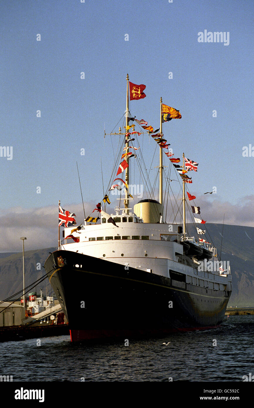 Il Royal Yacht Britannia nel porto di Reykjavik, Islanda. Foto Stock