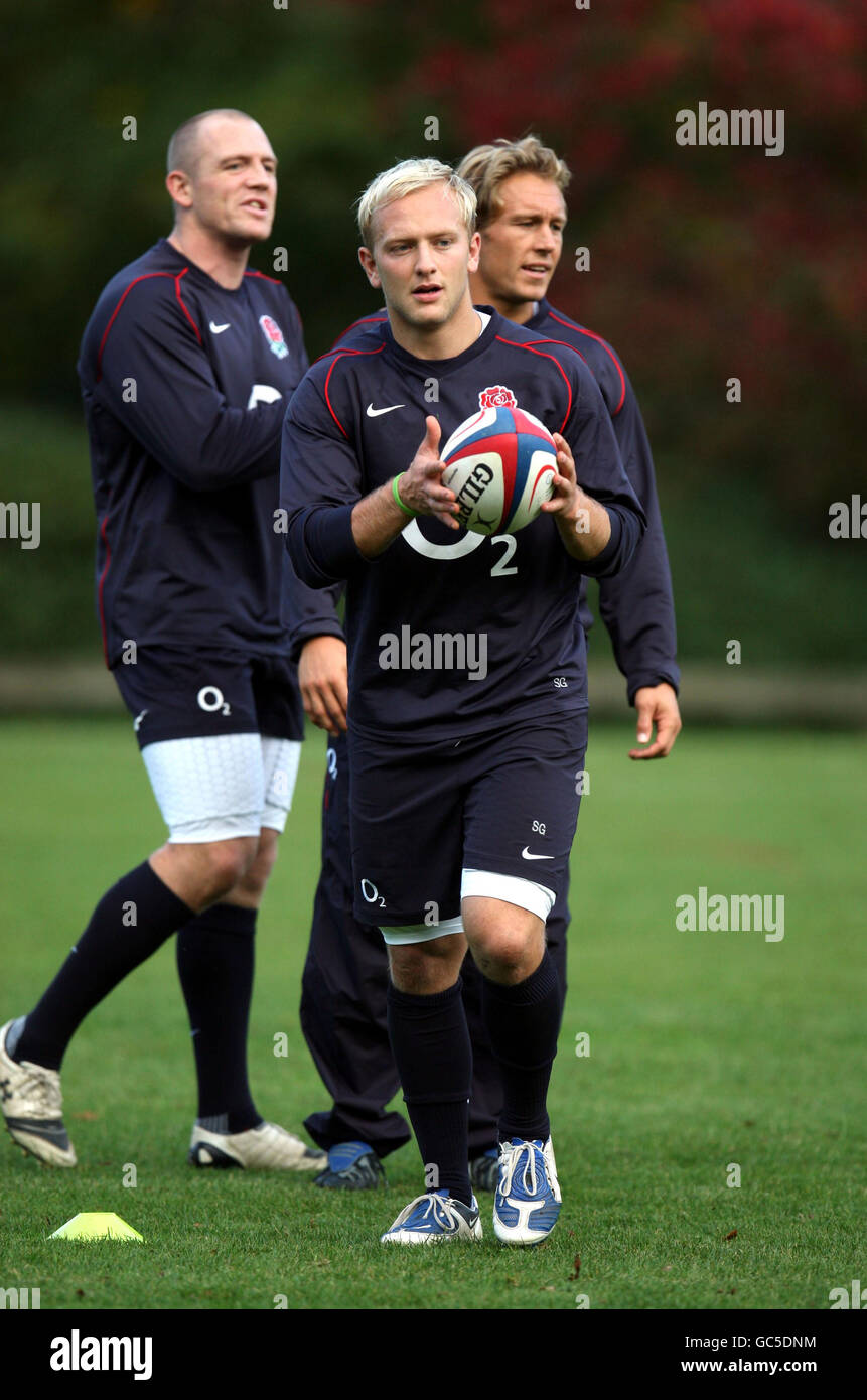 Rugby Union - sessione di addestramento Inghilterra - Pennyhill Park Hotel. Shane Geraghty in Inghilterra durante la sessione di allenamento al Pennyhill Park Hotel di Surrey. Foto Stock