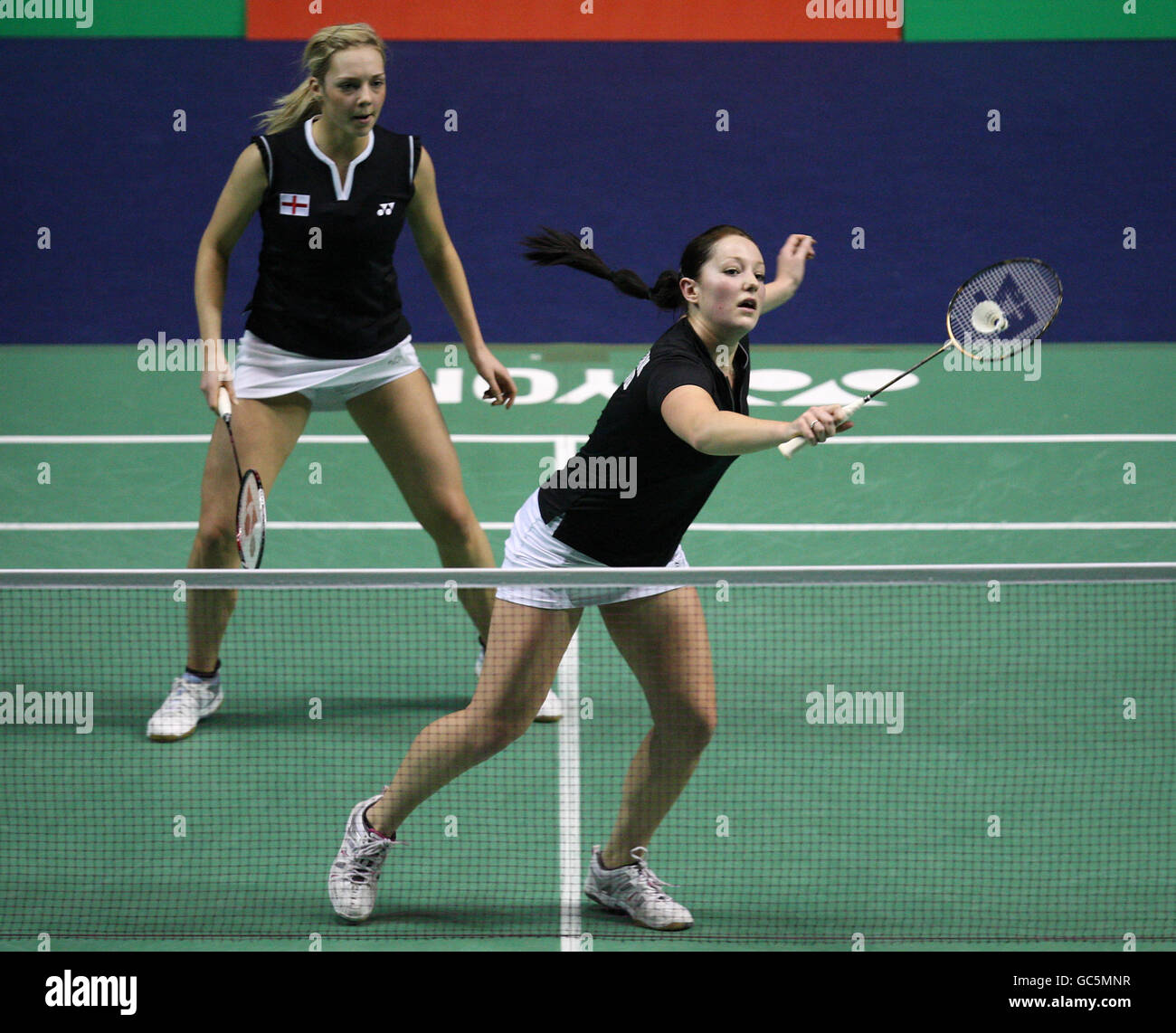 Jenny Wallwork in Inghilterra e Gabrielle White in azione sul loro Modo di vincere contro la Malesia Liu Ying Goh e Hui LIN ng Foto Stock