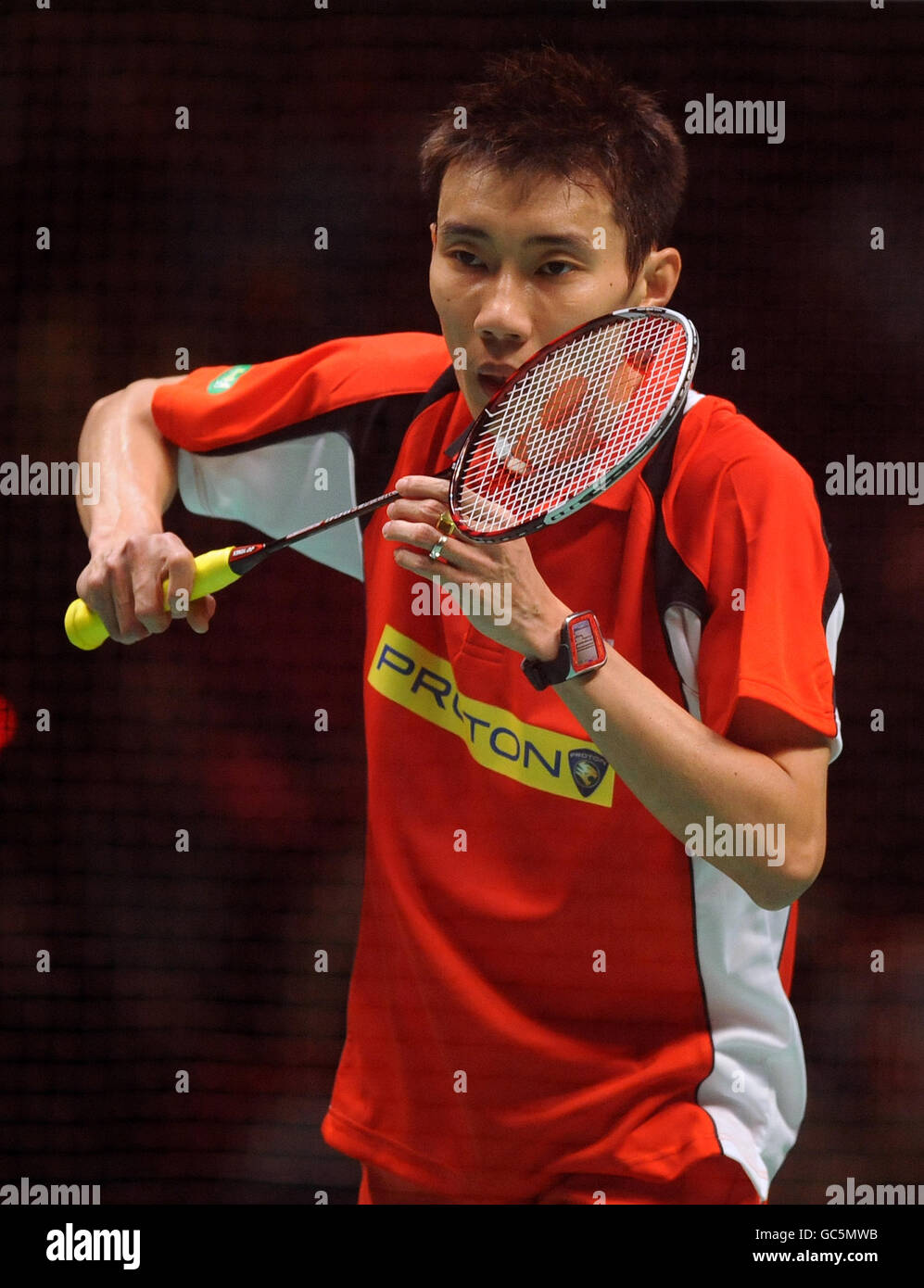 Badminton - Yonex All England Open Championships 2009 - National Indoor Arena. Lee Chong Wei in azione in Cina durante la finale Men's Singles Foto Stock