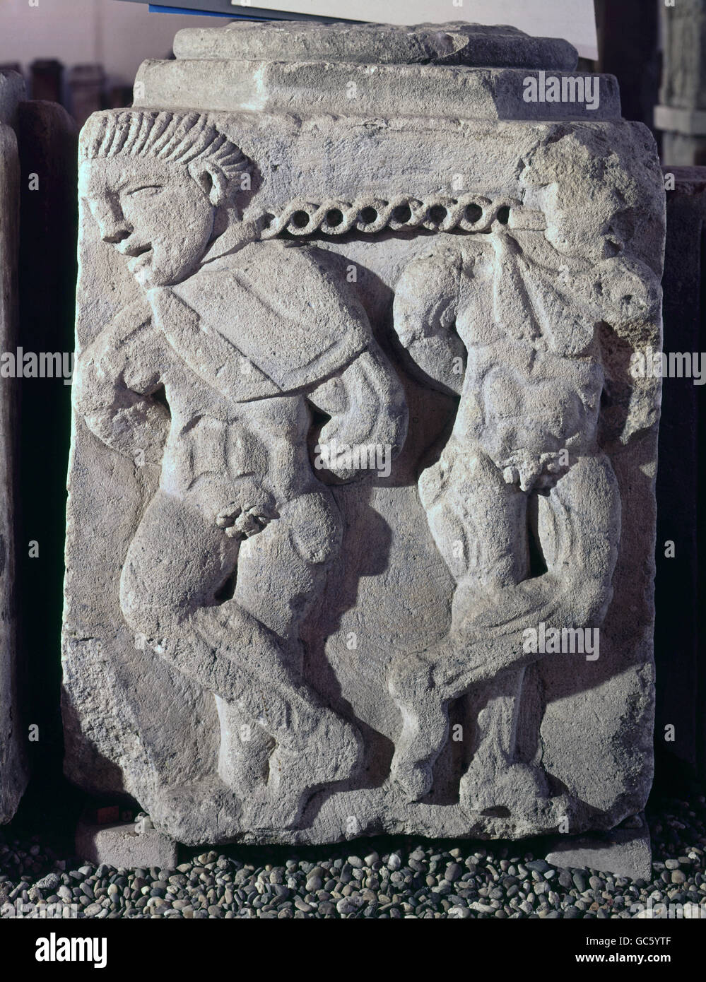 Belle arti, mondo antico impero romano, scultura, captive germanico, rilievo, circa 100 D.C. Medio Reno Museum, Coblantz, Foto Stock
