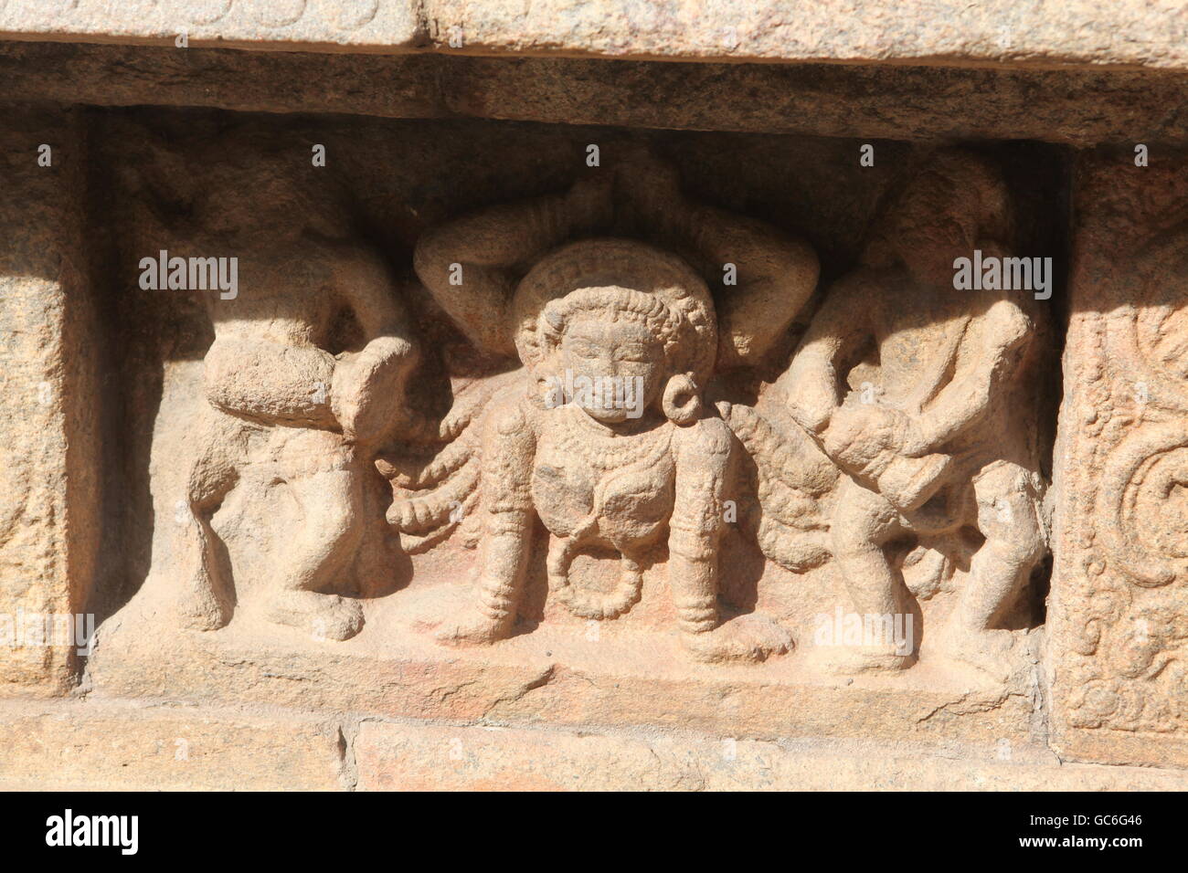 Sculture di airavateeswara tempio di darasuram,Tamil Nadu Foto Stock