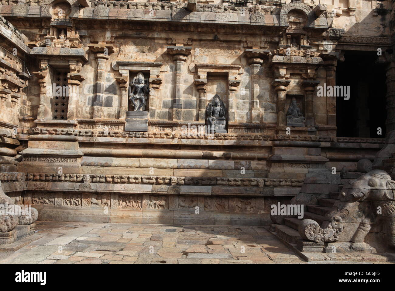 Sculture di airavatiswara tempio di darasuram,Tamil Nadu Foto Stock