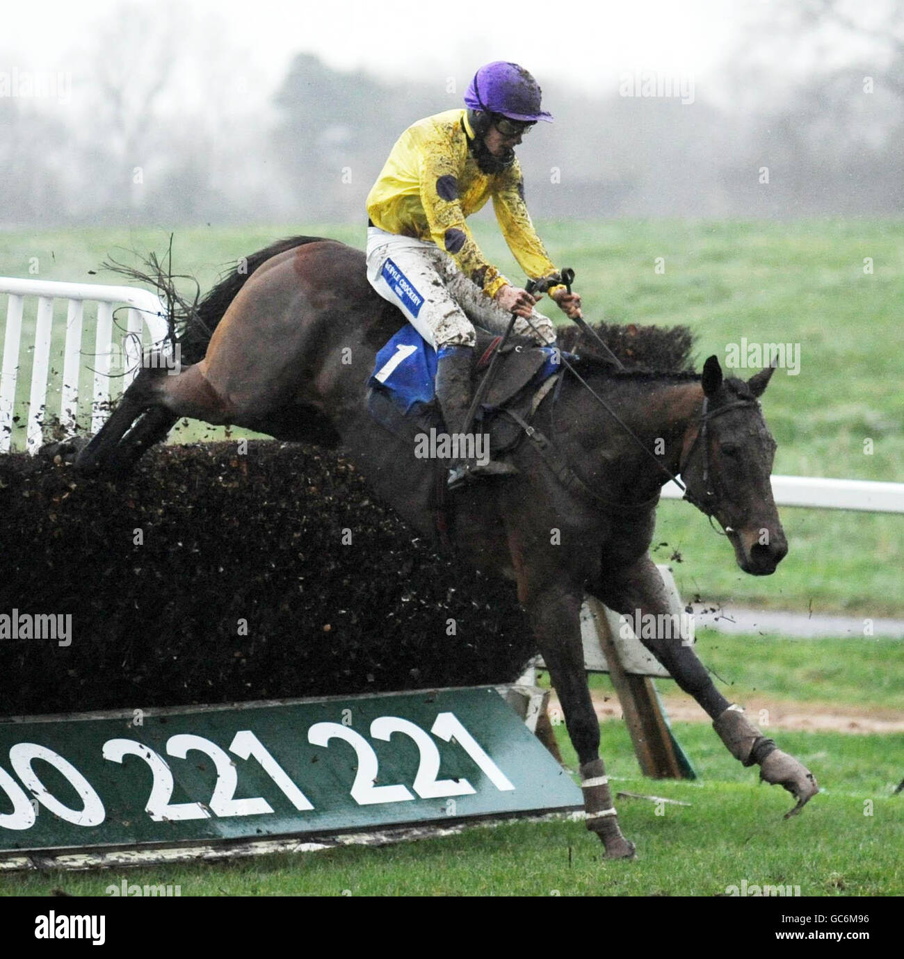 Le Beau Bai e Jockey Oliver Greenall si aggiudichano l'ultimo posto per la vittoria nel freebets.co.uk Sports Scommesse handicap Chase durante il Winter Wonderland Raceday all'ippodromo di Chepstow, Monboccuthshire. Foto Stock