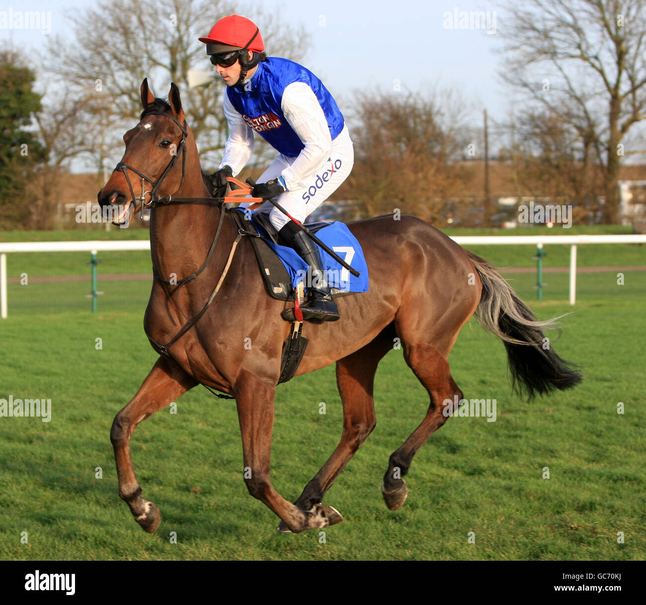 Jockey Mark Bradburne sul Prof de l'Isle va al posto Nel Sud Africa Pioneer handicap Chas Foto Stock