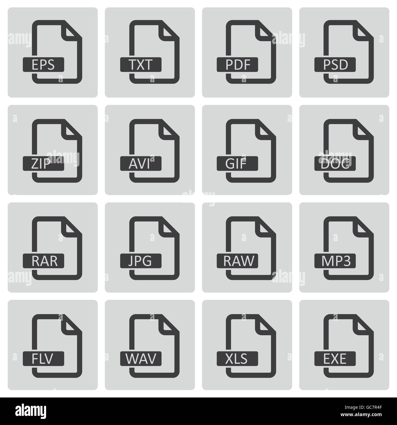 Nero del vettore formato file set di icone Illustrazione Vettoriale