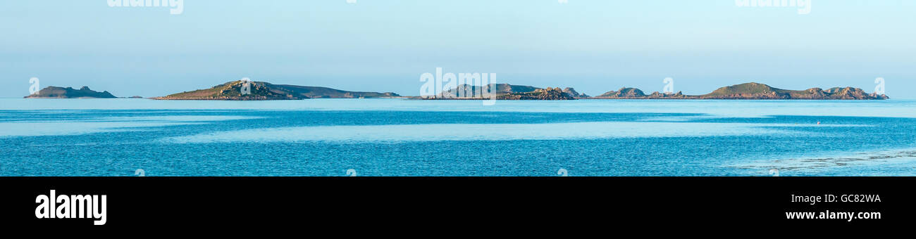 Un composito di panoramica delle isole orientali, isole Scilly, maggio 2016 Foto Stock