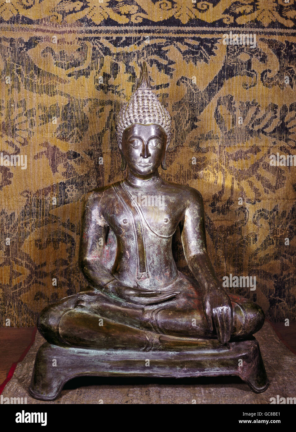 Belle arti, Thailandia, scultura, intronizzata Buddha, bronzo, Sukhodaya stile, XIII/XIV secolo, collezione privata, Foto Stock