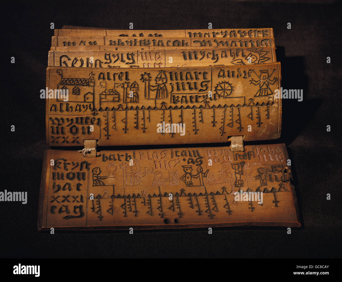 Calendario, legno, 19.7 x 8 x 5 cm, Germania, 16 ° secolo, Museo del folklore tedesco, Fondazione Prussiana per il patrimonio culturale, Berlino, piatti, mesi, novembre, dicembre, belle arti, mese, piatto, storico, storico, diritti aggiuntivi-clearences-non disponibile Foto Stock