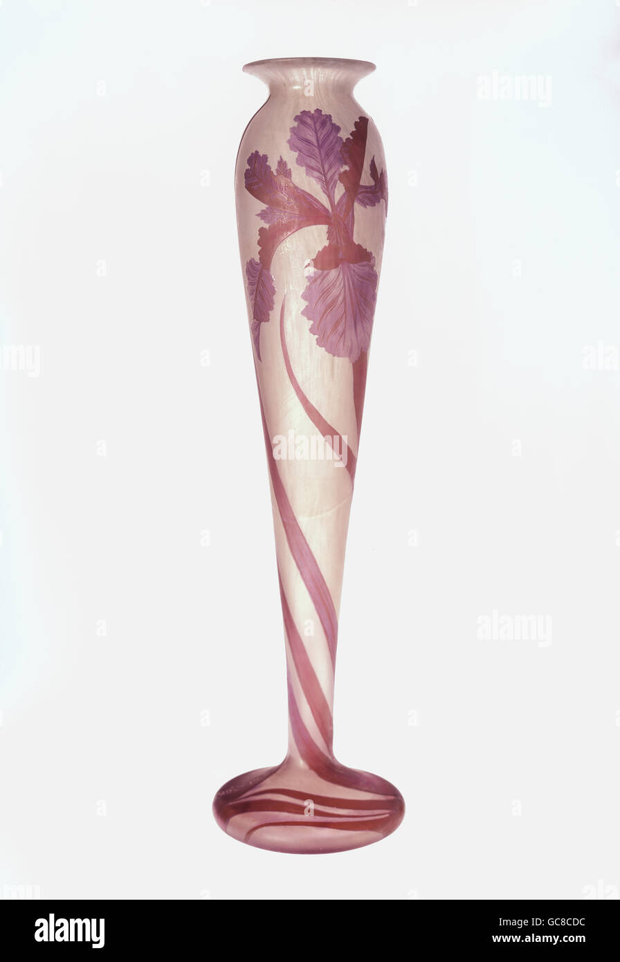 Belle arti, navi, vase, da Emile Galle (1846 - 1904), vetro, altezza 49 cm, Francia, 1904, collezione privata, Foto Stock