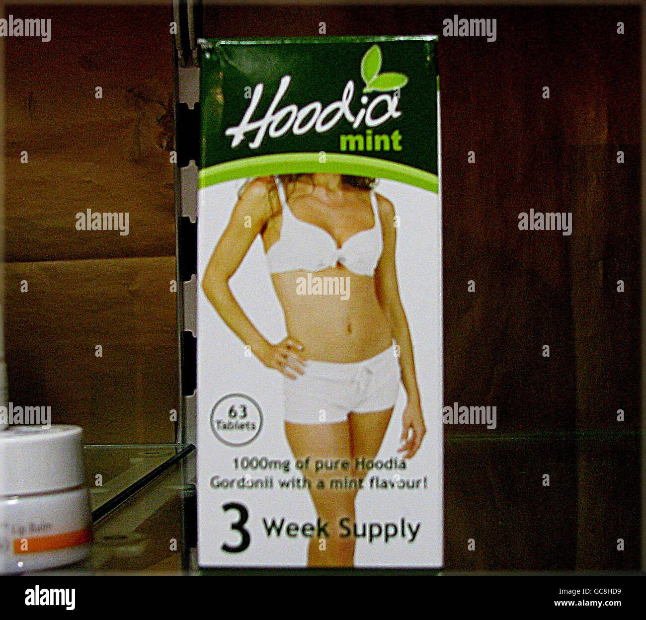 Il farmaco Hoodia in un negozio di alimenti per la salute a Dublino. Sessantatre lotti della potente droga di perdita di peso tradizionalmente usata dai boscimani africani sui viaggi di caccia sono stati sequestrati dalle dogane quest'anno, le autorità hanno rivelato oggi. Foto Stock