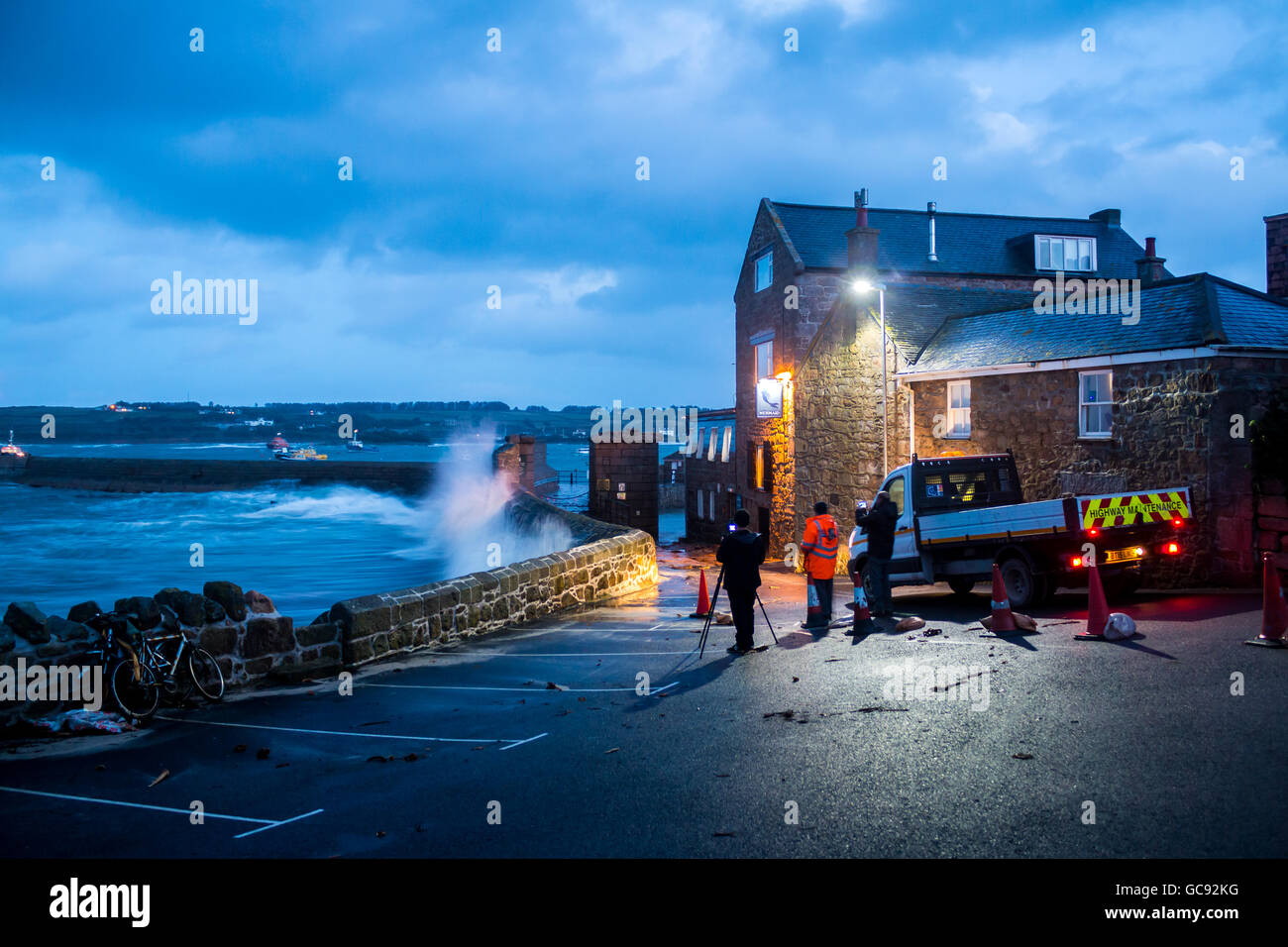 Tempesta imogen colpisce le isole Scilly nel sud ovest del Regno Unito, febbraio 2016 Foto Stock