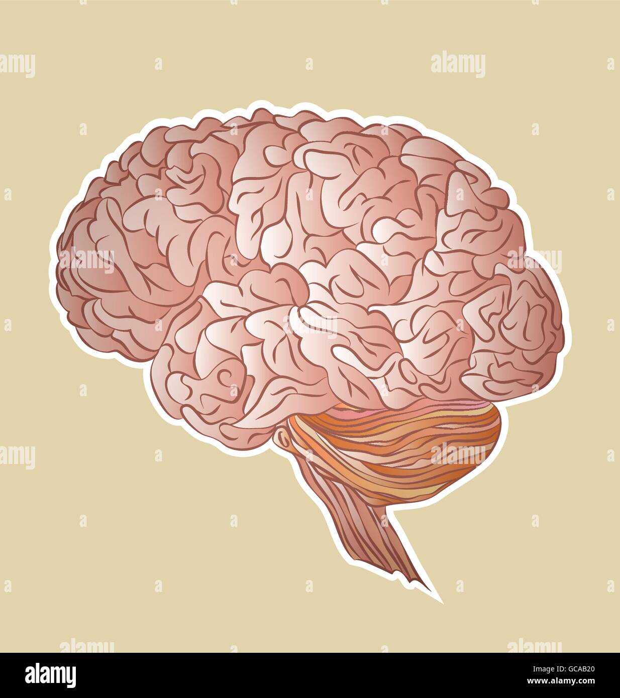 Cervello umano. Unico piatto a icona. Vista laterale Illustrazione Vettoriale
