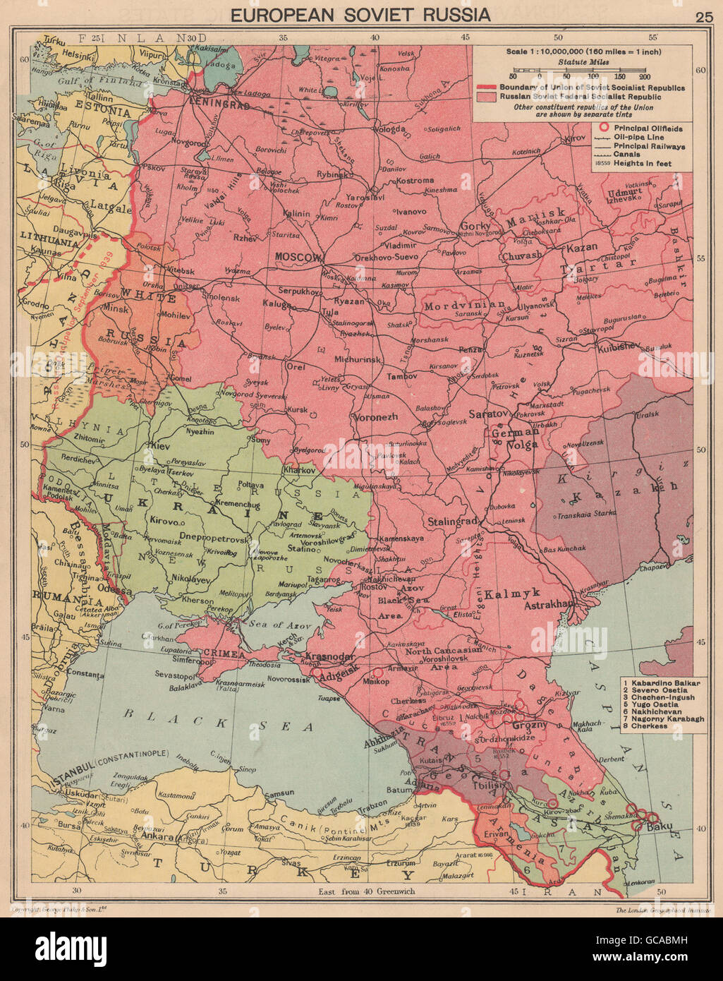 La seconda guerra mondiale. Unione della Russia sovietica. Crimea russa. Polonia/Finlandia, 1940 Mappa Foto Stock