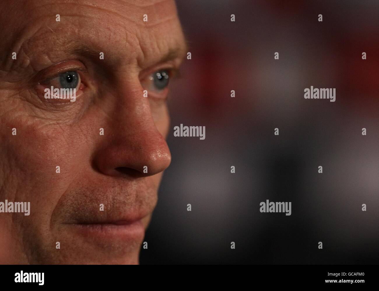 Il manager di Everton David Moyes durante una conferenza stampa al Goodison Park. Foto Stock