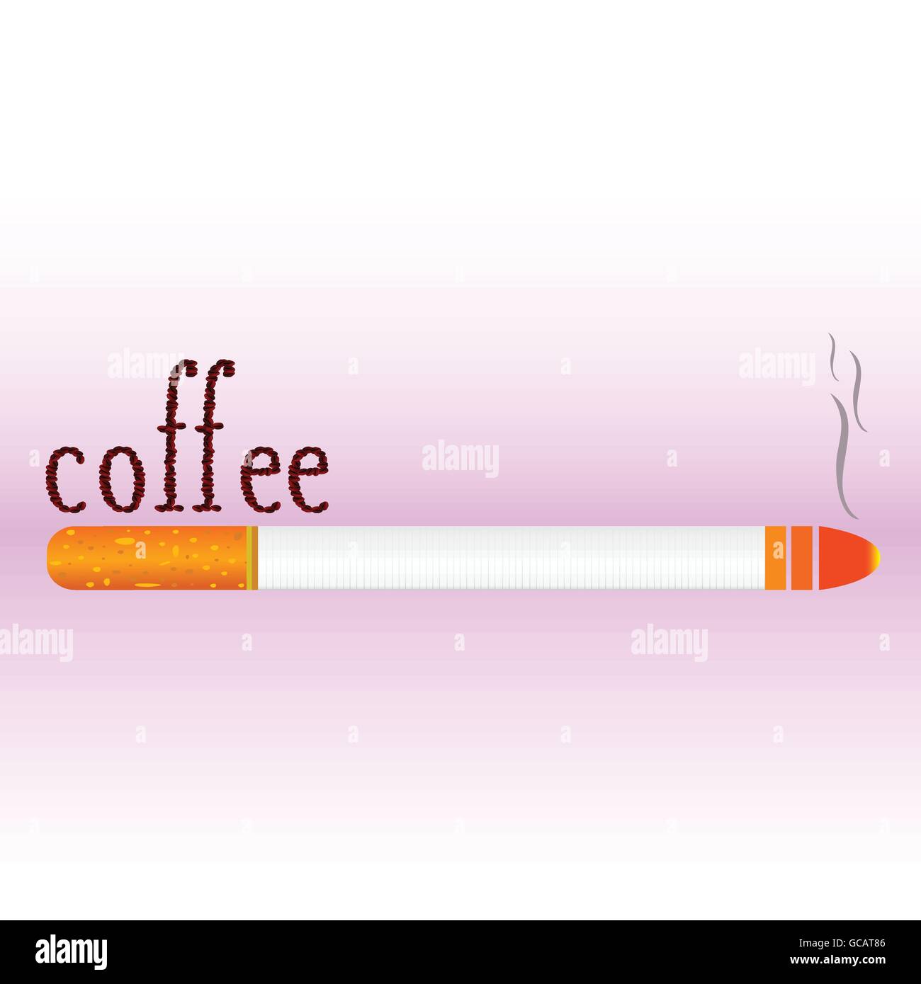 Sigaretta con chicco di caffè parola illustrazione simbolo del vettore Illustrazione Vettoriale