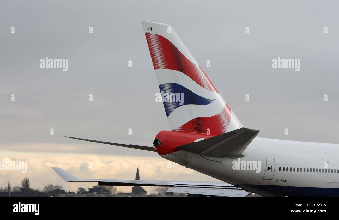 British Airways aereo taxi all'aeroporto di Heathrow a Middlesex. Foto Stock