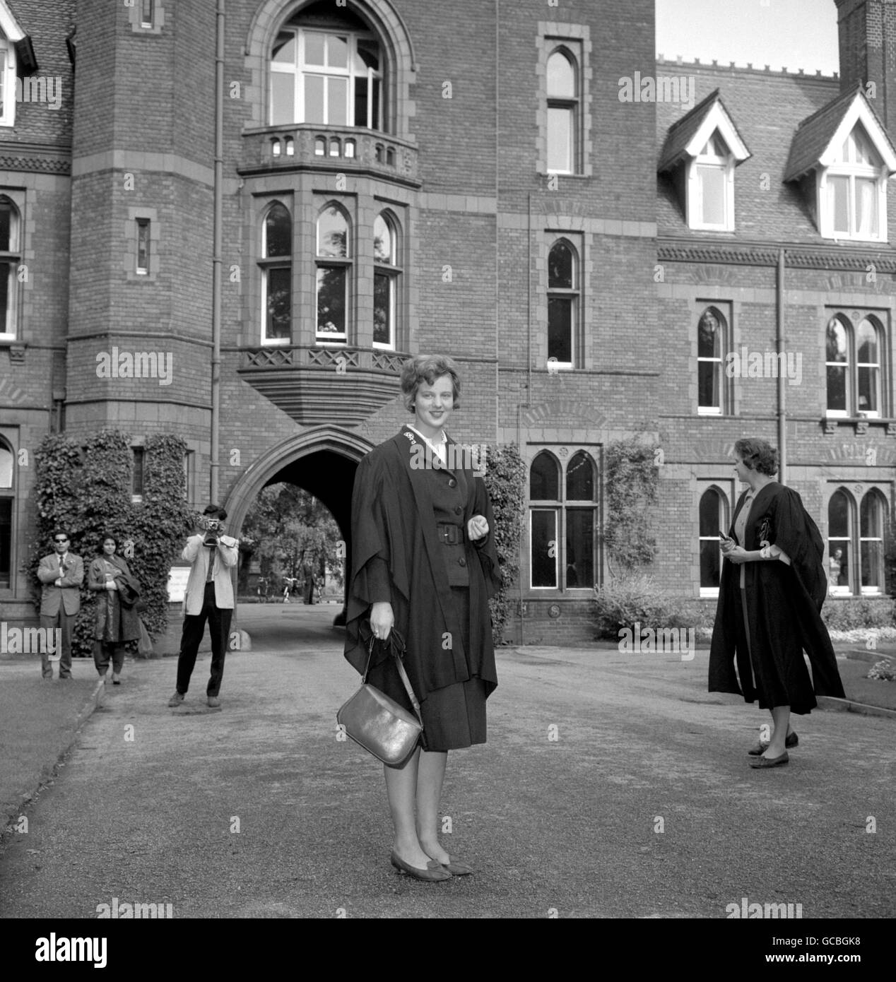 Principessa Margrethe di Danimarca, dopo essere arrivato al Girton College per trascorrere un anno di studio di archeologia e diritto internazionale. Foto Stock