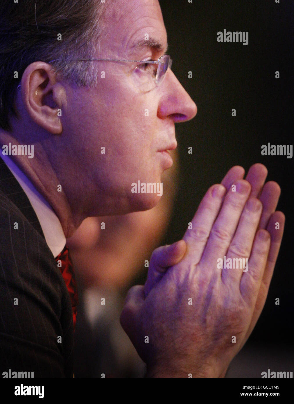 Il segretario d'affari Lord Mandelson durante la conferenza annuale della Federazione delle piccole imprese all'Aberdeen Exhibition and Conference Center in Scozia. Foto Stock