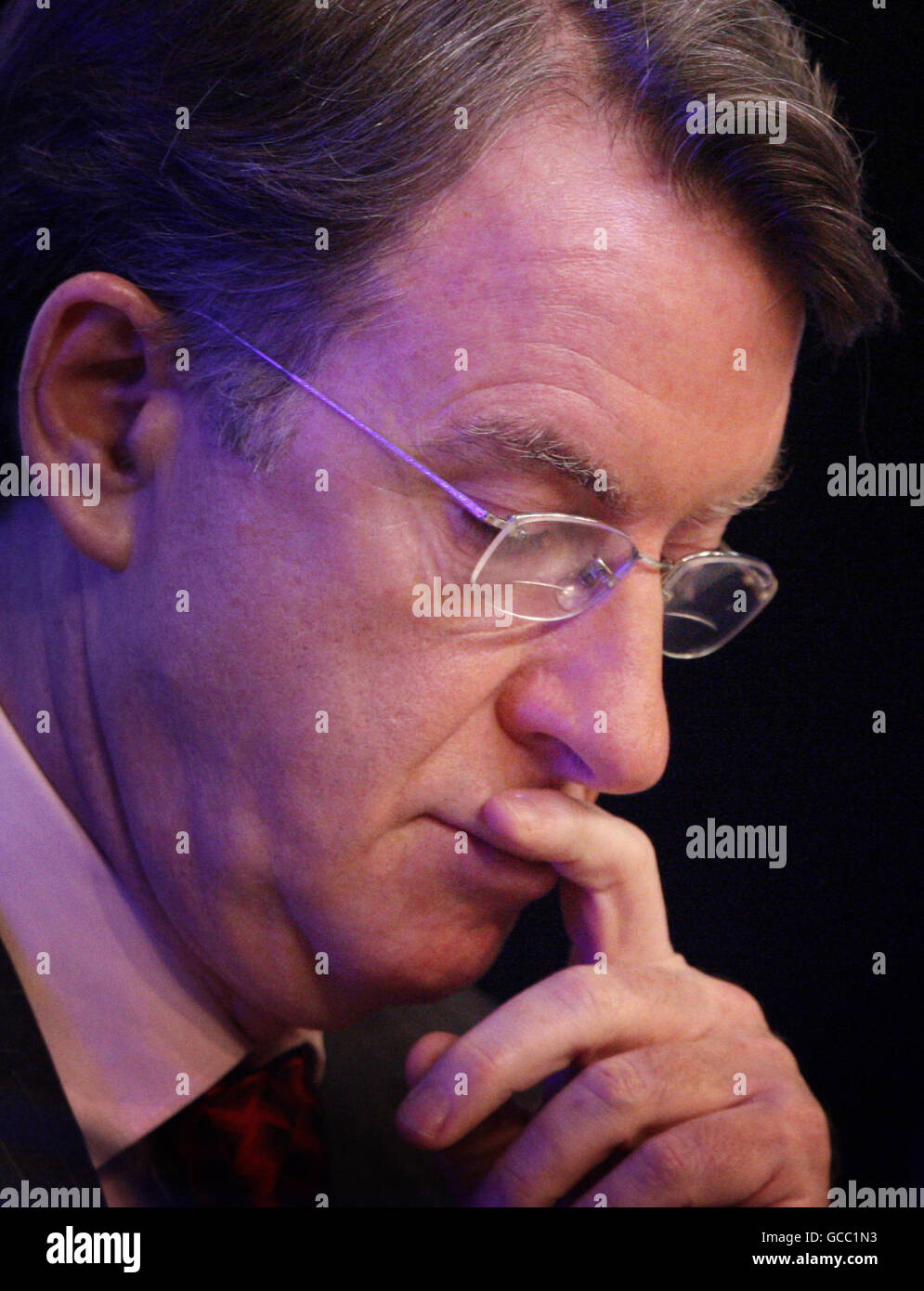 Il segretario d'affari Lord Mandelson durante la conferenza annuale della Federazione delle piccole imprese all'Aberdeen Exhibition and Conference Center in Scozia. Foto Stock