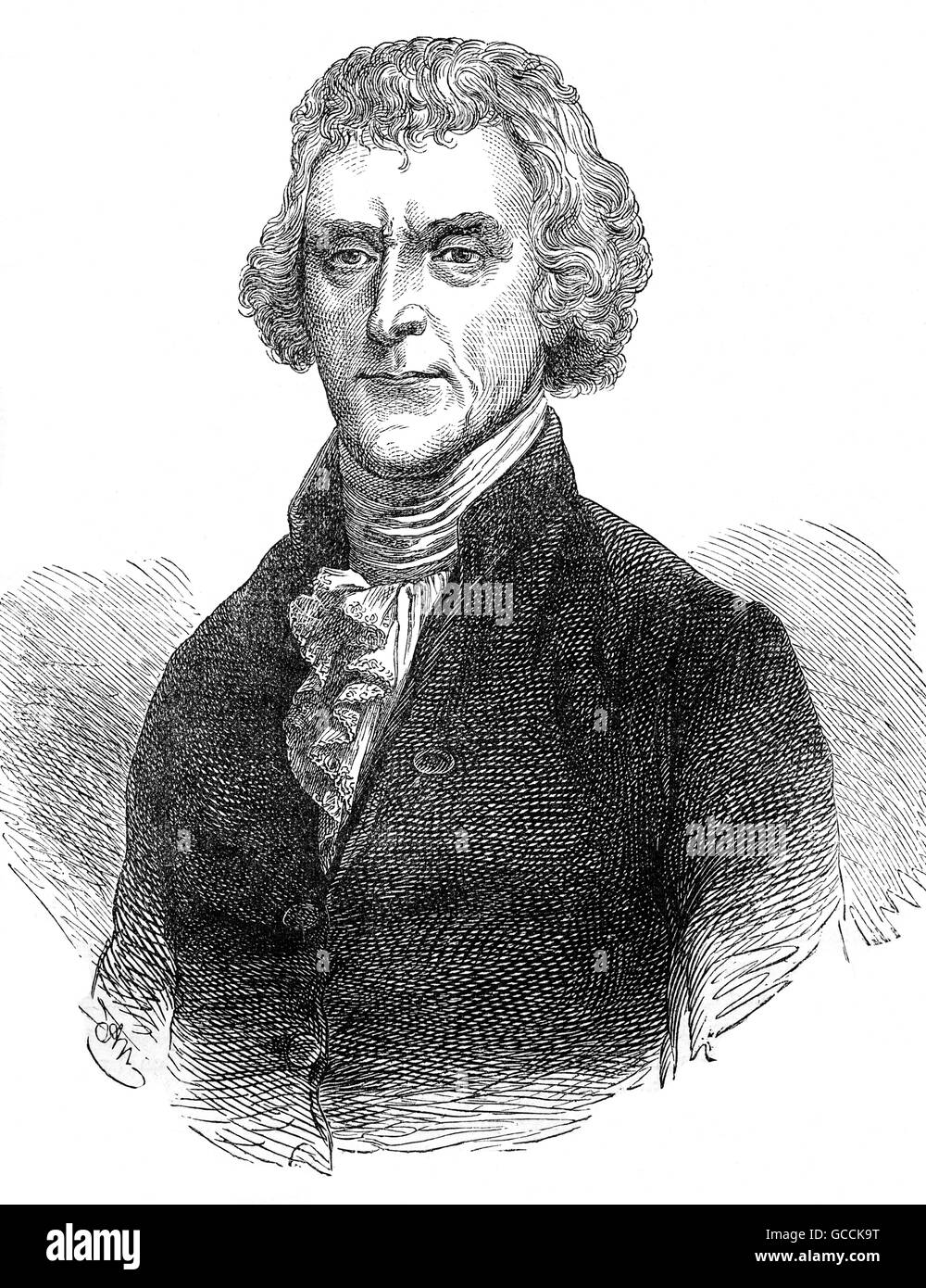 Thomas Jefferson (1743 - 1826) era un americano Padre fondatore che fu il principale autore della Dichiarazione di Indipendenza (1776). È stato eletto secondo Vice Presidente degli Stati Uniti (1797-1801), che serve sotto John Adams e nel 1800 è stato eletto il terzo presidente (1801-09). Egli è stato un sostenitore della democrazia, il repubblicanesimo e diritti individuali, che hanno motivato la coloni americani per rompere da Gran Bretagna e formare una nuova nazione Foto Stock