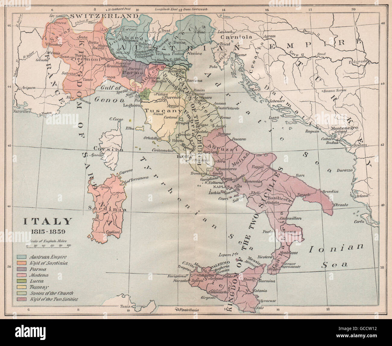 Mappa Italia 1815 Immagini E Fotografie Stock Ad Alta Risoluzione Alamy Italia 1815 1859 Sardegna Parma Delle Due Sicilie Toscana Stati Pontifici Lucca 1917 Mappa Gccw12 