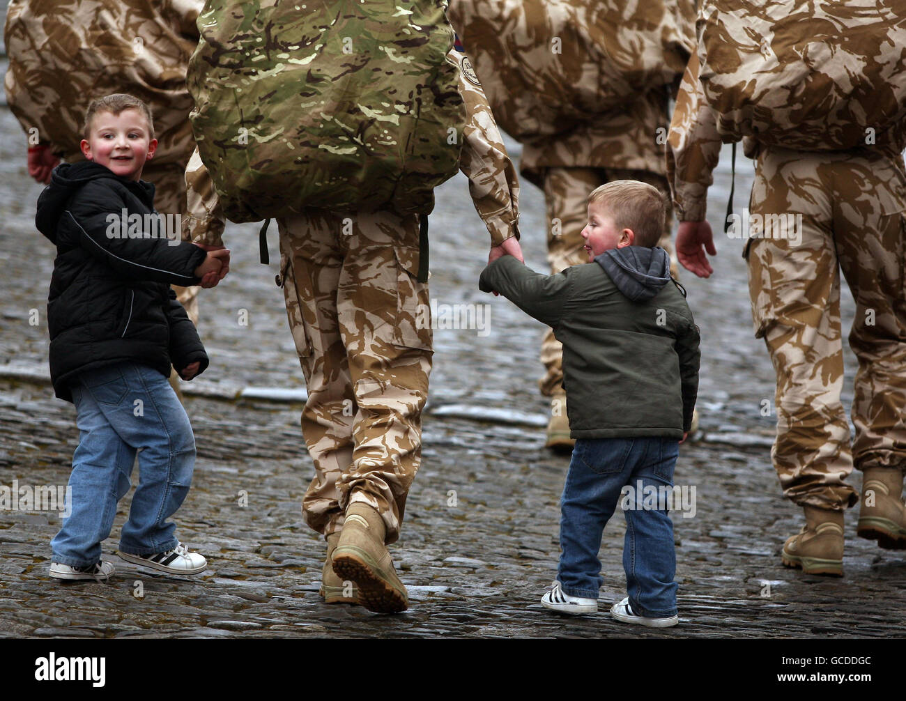 I soldati del primo battaglione di guardie scozzesi dispiegate in Afghanistan Foto Stock