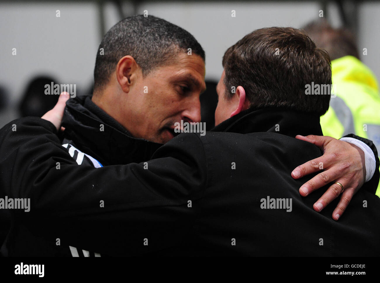 Calcio - Coca-Cola Football League Championship - Newcastle United v Nottingham Forest - St James' Park. Chris Hughton e Nottingham Forest Billy Davies, manager di Newcastle, durante la partita del campionato Coca-Cola al St James' Park di Newcastle. Foto Stock