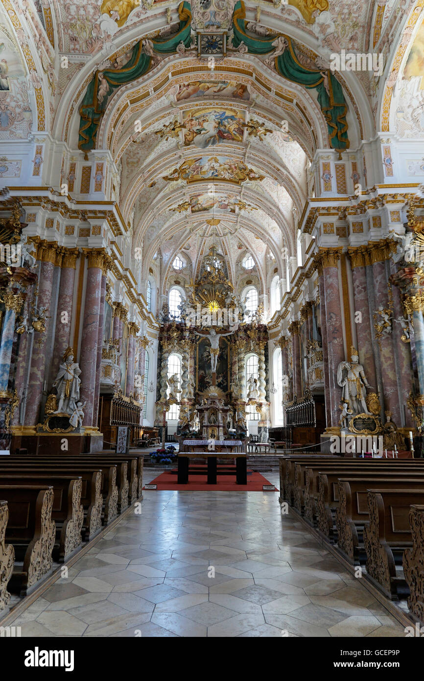 Interno, Chiesa di Sant'Assunzione a Fürstenfeld Abbey, ex abbazia cistercense, Fürstenfeldbruck, Baviera, Germania Foto Stock