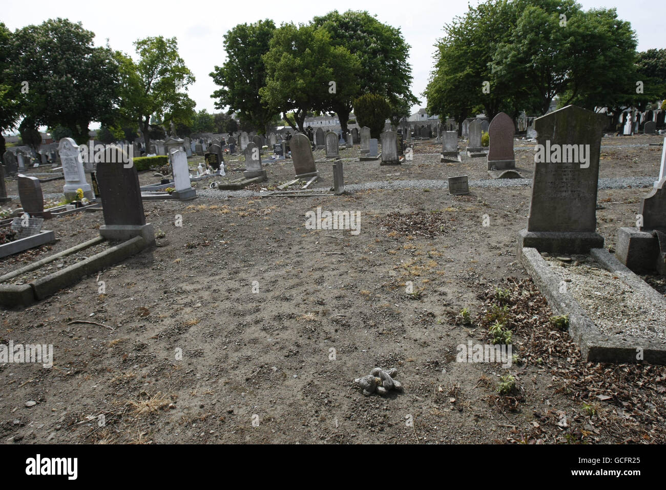 Una visione generale del terreno al Mount Jerome Cemetery a Harold's Cross, a sud di Dublino, dove sono state trovate le tombe non marcate di 40 bambini dimenticati. Foto Stock