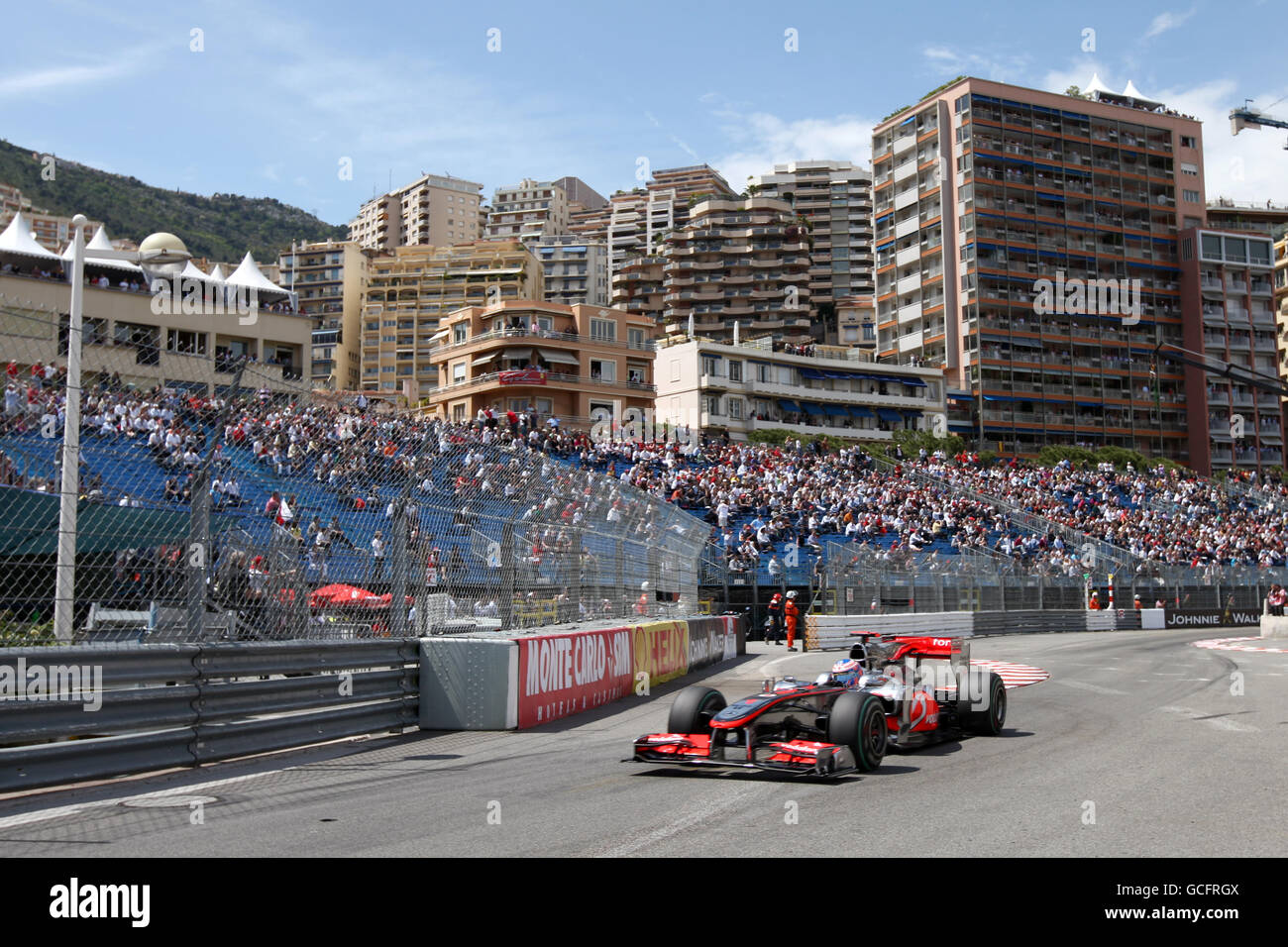 Formula uno Motor Racing - Gran Premio di Monaco - Practice e Qualifiche - circuito di Monaco. Jenson Button (GBR), McLaren Foto Stock