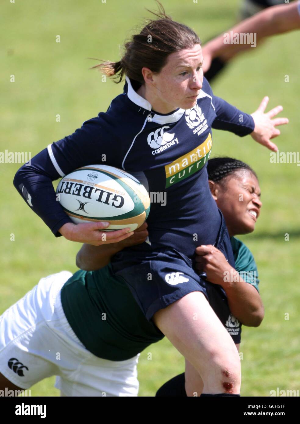 Lucy Millard della Scozia in azione contro il Sud Africa durante la partita al Lasswade RFC, Bonnyrigg, Scozia. Foto Stock