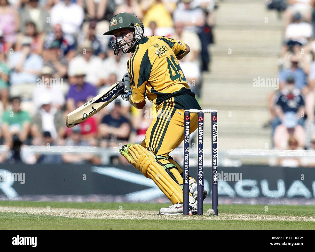 L'Australia ha pipistrelli Michael Hussey durante la prima partita Natwest One Day International al Rose Bowl di Southampton. Foto Stock