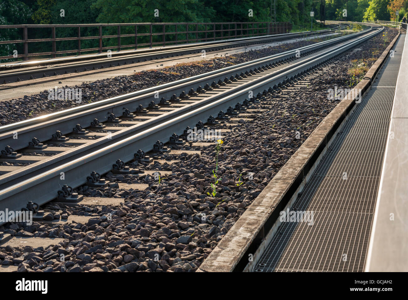Ferrovia via in una soleggiata giornata estiva Foto Stock