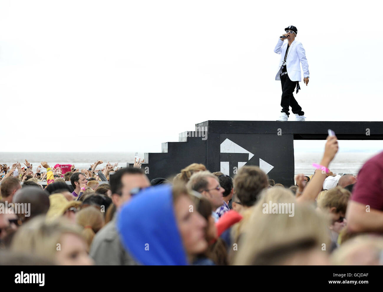 Dappy di N-Dubz suona al T4 on the Beach 2010, al Weston-Super-Mare di Somerset. Foto Stock