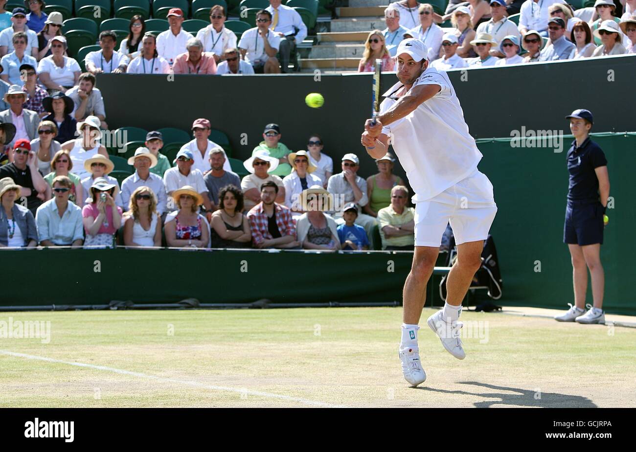 Andy Roddick degli Stati Uniti in azione contro Yen-Hsun Lu di Taipei cinese Foto Stock