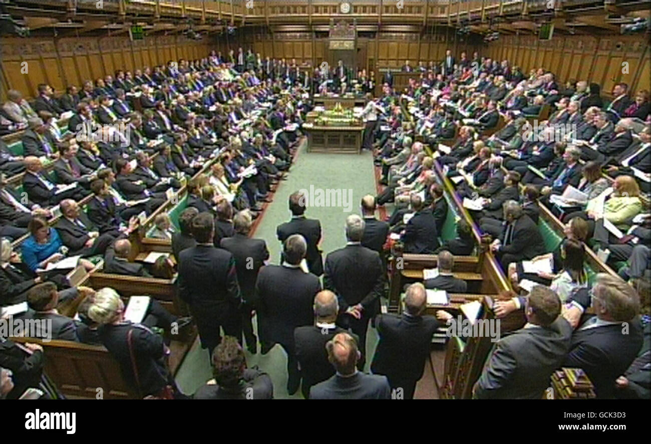 Una visione generale delle interrogazioni del primo Ministro alla Camera dei Comuni, Londra. Foto Stock